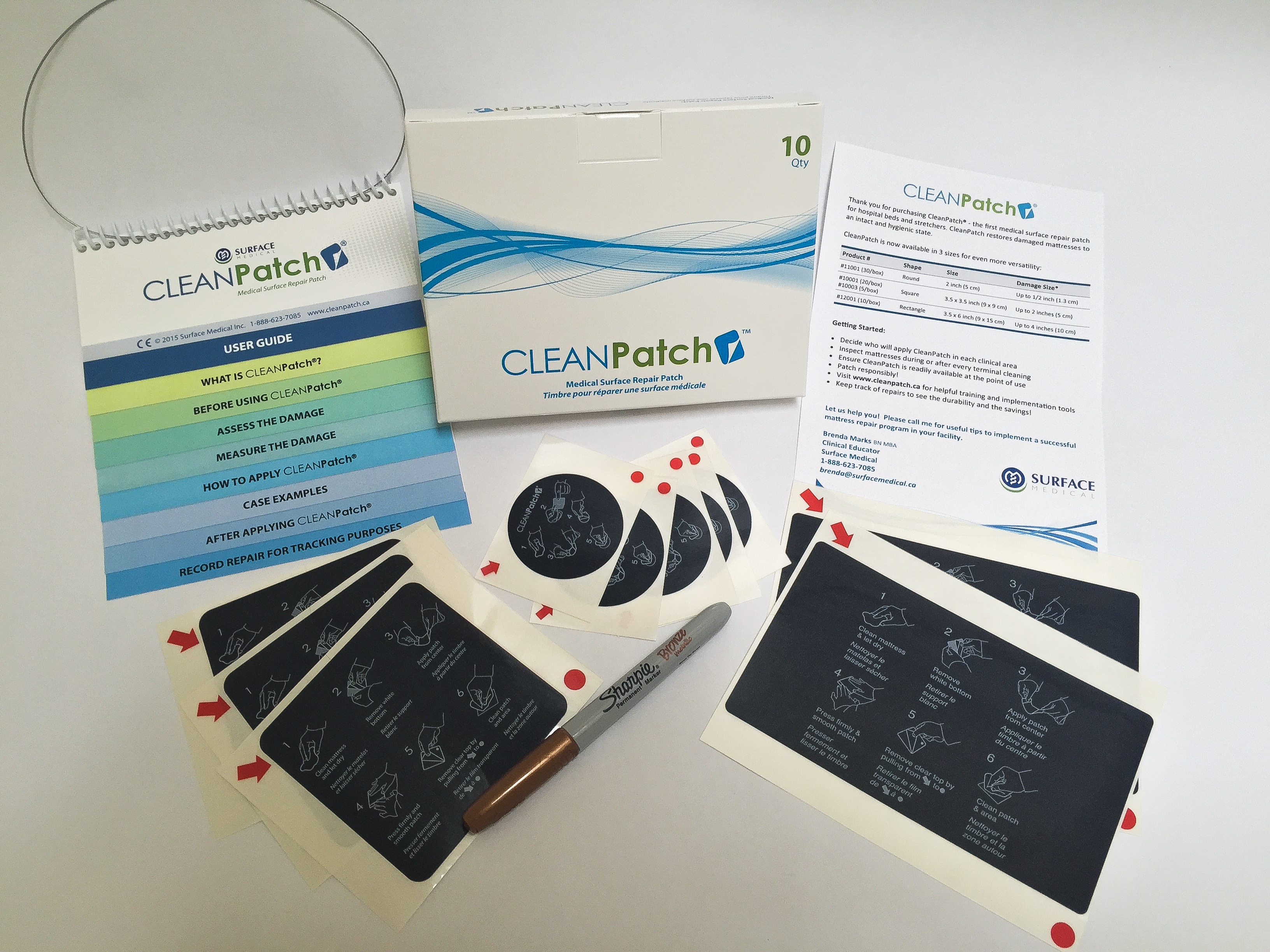 CleanPatch Starter Kit, 5 small patches, 3 Medium, 2 Large  & implementation kit