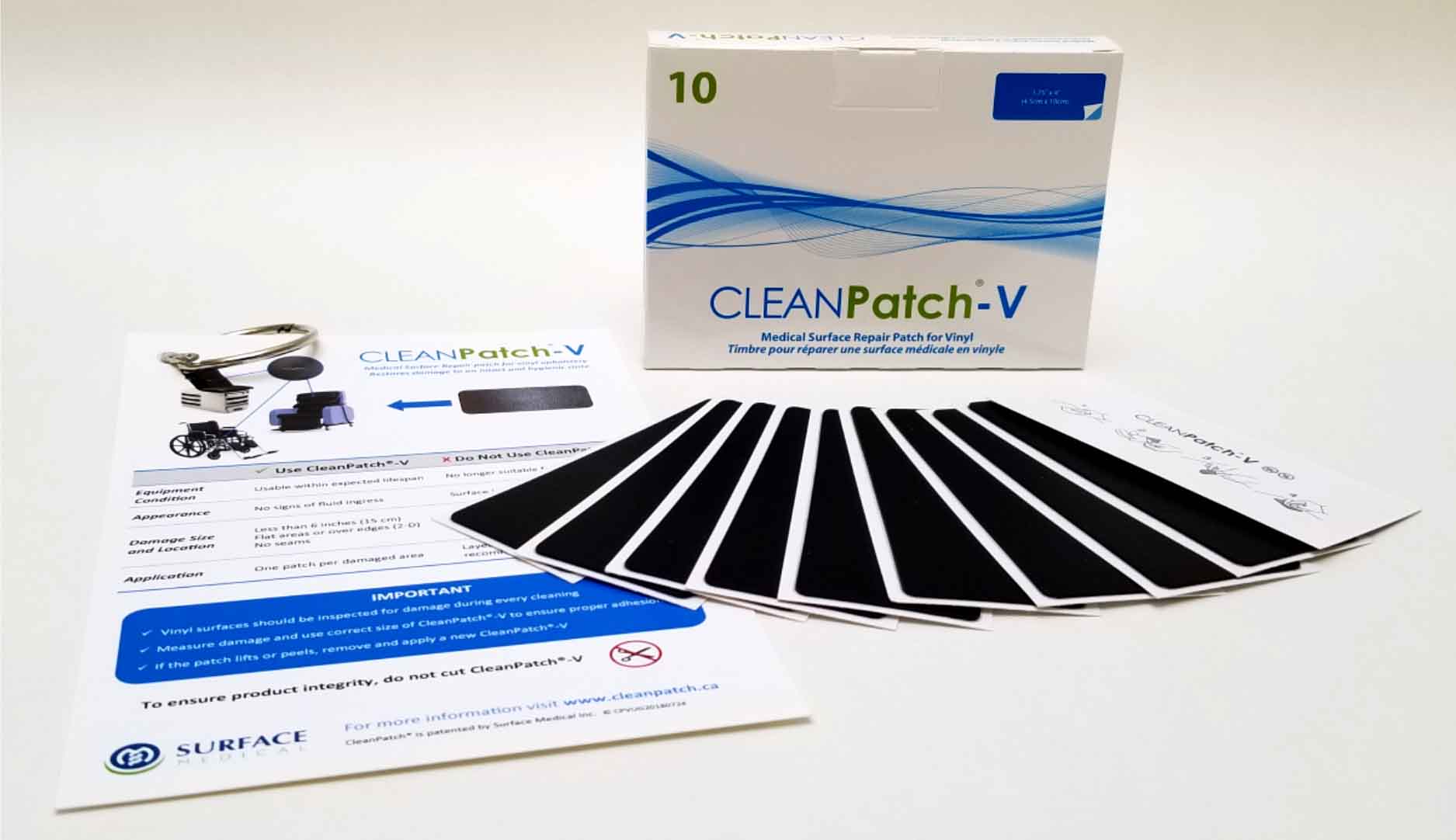 CleanPatch-V For Vinyl Surfaces, Small 1.75" x 4" strip (4.45*10 cm), 10/box