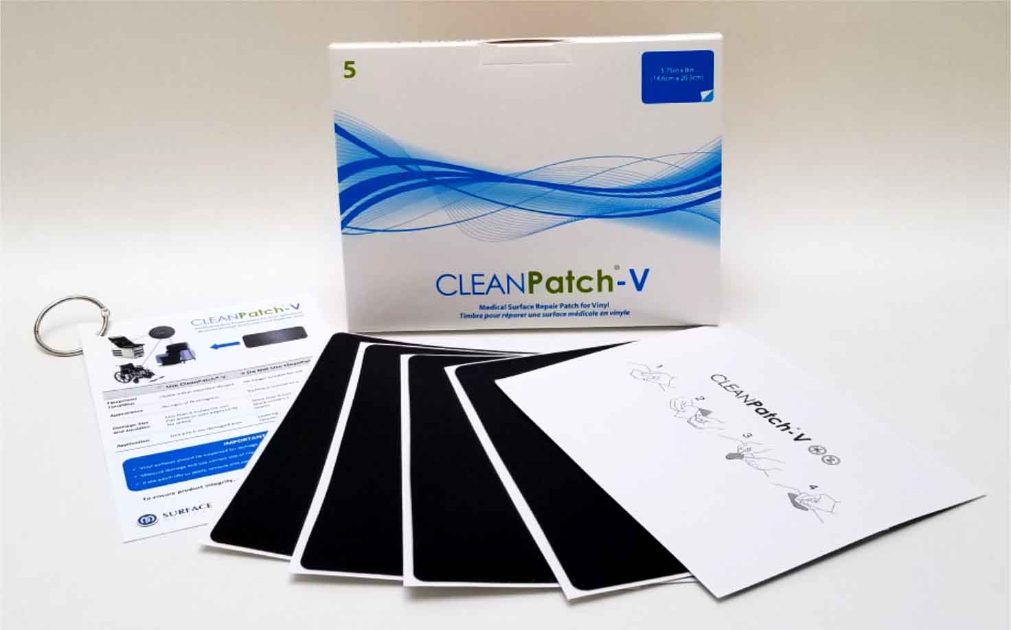CleanPatch-V For Vinyl Surfaces, Large, 5.75" x 8" rectangle (14.6*20.3 cm), 5/box
